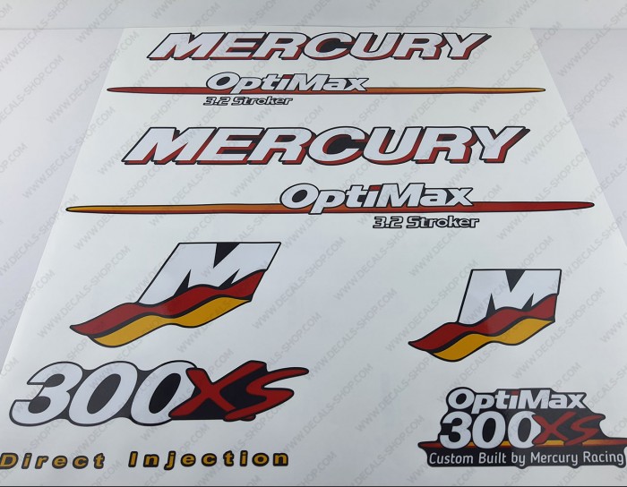 Mercury Racing 300XS Optimax 3.2 Stroker 2006-2012 Outboard Decal Kit